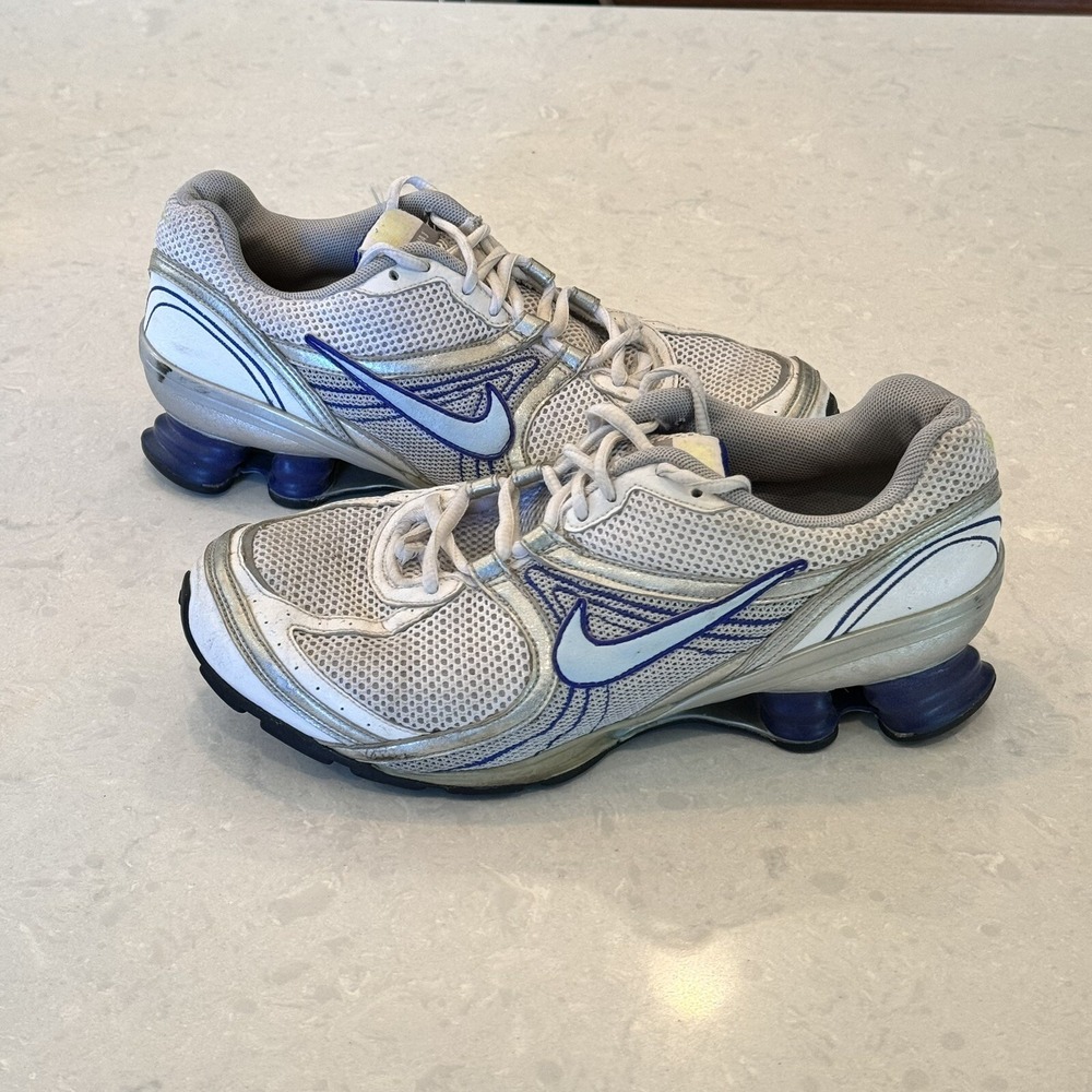 Nike Navina 3 Shox Women's Size 9 343663-103 White/Newsprint-Metallic Pewter
